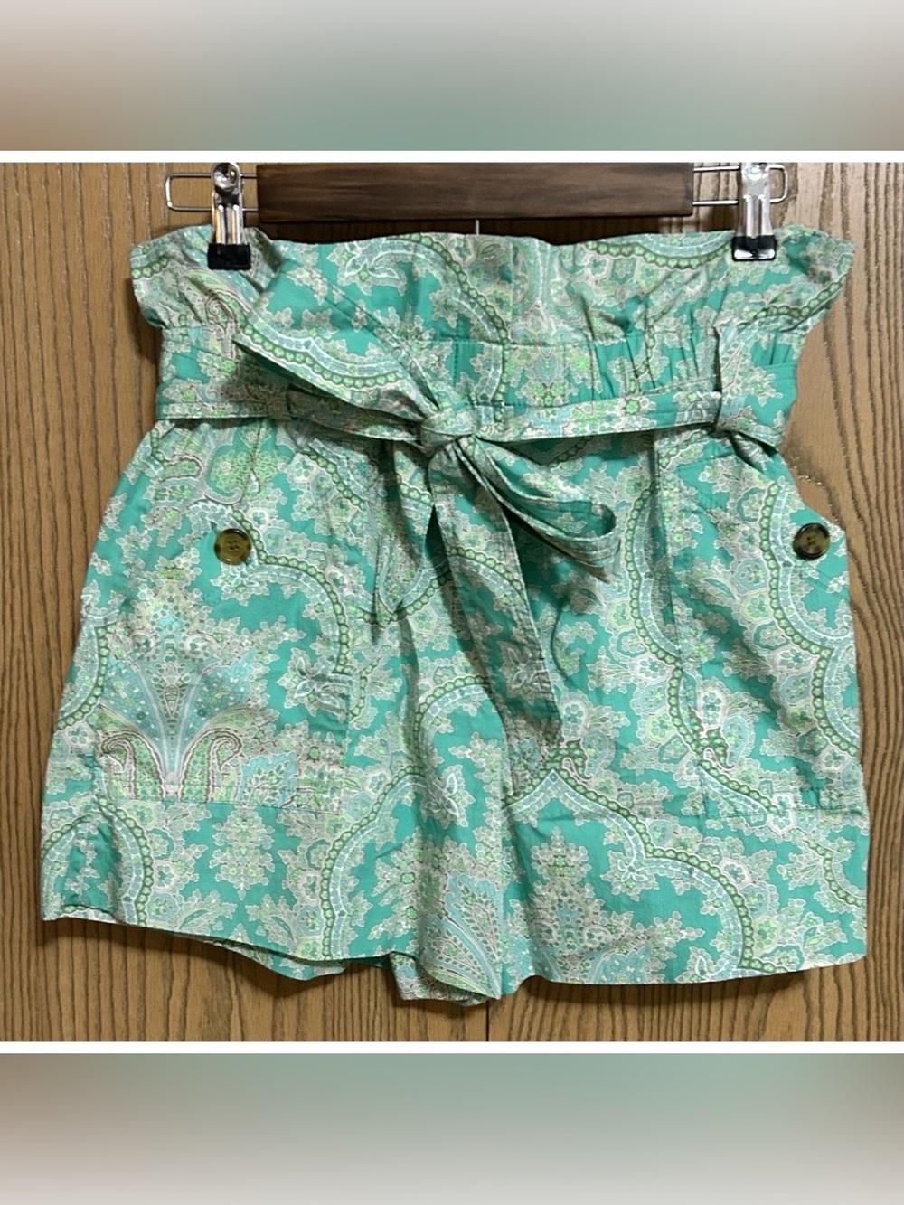 J. Crew Teal Paisley Tie-Waist Mini Skirt